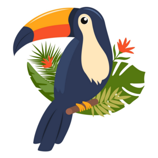 Toucan, Exotic Birds, Tropical Flowers Sticker