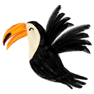 Toucan Flying Illustration Sticker