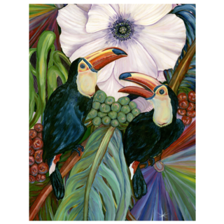 Toucan Oil Painting On Canvas Blossom Sticker