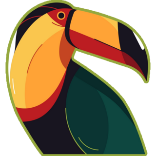 Toucan Portrait On Green Sticker