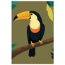 Toucan Sitting On A Tree Branch Olive Sticker