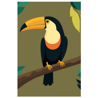 Toucan Sitting On A Tree Branch Olive Sticker