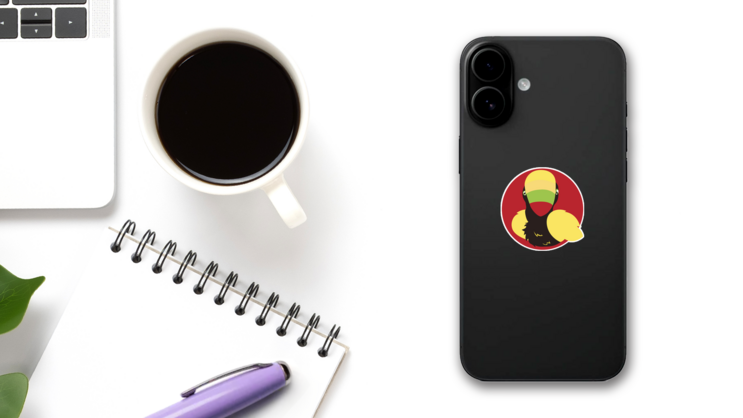 Toucan Vibrant Sticker on a Phone (New) example