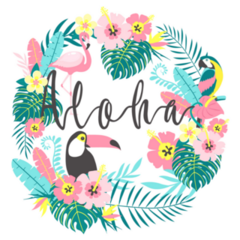 Toucan With Flamingo, Parrot, Tropical Flowers Sticker