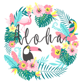 Toucan With Flamingo, Parrot, Tropical Flowers Sticker