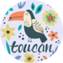 Toucan With Flowers.Cute Sticker