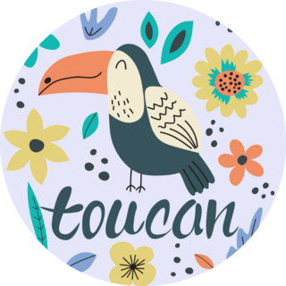 Toucan With Flowers.Cute Sticker