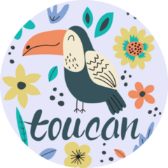 Toucan With Flowers.Cute Sticker