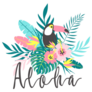 Toucan With Tropical Flowers, Palm Leaves Aloha Sticker