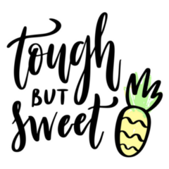 Tough But Sweet Cartoon Hawaiian Typography Sticker