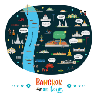 Tourist Map Of Bangkok, Thailand With Landmarks Sticker