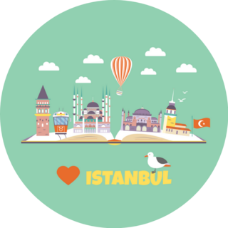 Tourist Poster Istanbul Turkey From A Book Sticker