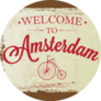 Touristic Retro Greeting Card Welcome To Amsterdam Sticker