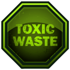 Toxic Waste Green Glowing Octagonal Warning Sign Sticker