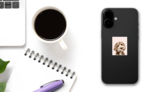 Toy Poodle Portrait Sticker on a Phone (New) example