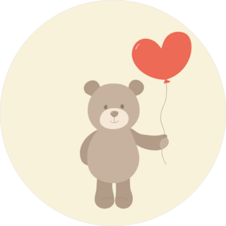 Toy Teddy Bear With Heart Balloon Sticker