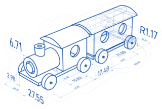 Toy Train With Drawing Design Elements Sticker