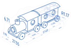 Toy Train With Drawing Design Elements Sticker