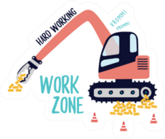 Tractor Brick Pontoon Work Text Illustration Sticker