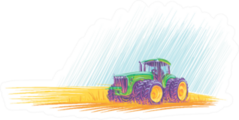 Tractor In Field Colorful Illustration Sticker