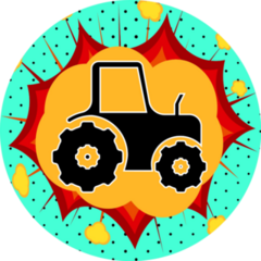 Tractor Sign, Pop Art Explosion Illustration Sticker