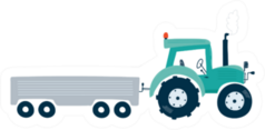 Tractor With Trailer Icon Kids Illustration Sticker