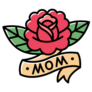 Traditional American Style Rose Mom Tattoo