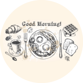 Traditional Breakfast Set Good Morning Sticker