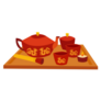 Traditional Chinese Teapot And Cups Ceremony Illustration Sticker