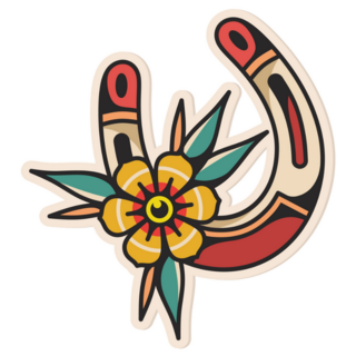 Traditional Horseshoe Tattoo Art Sticker