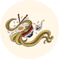 Traditional Japanese Ramen And Wave Illustration Sticker