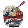 Traditional Japanese Ramen And Wave Illustration Sticker