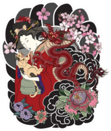 Traditional Japanese Tattoo Style Sticker