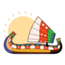 Traditional Peru Boat Illustration Sticker