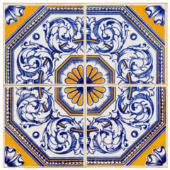 Traditional Portuguese Azulejos, Yellow Painted Ceramic Sticker