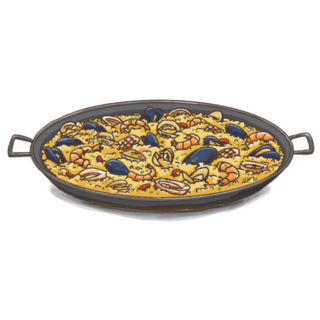 Traditional Spanish Food Paella On Pano Sticker