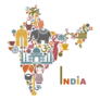 Traditional Symbols In The Form Of A Map Of India Sticker