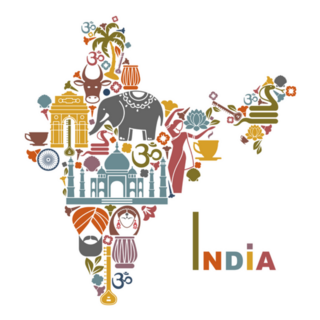 Traditional Symbols In The Form Of A Map Of India Sticker