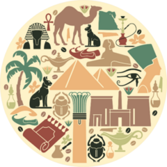 Traditional Symbols Of Egypt In The Form Of A Circle Sticker