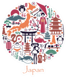 Traditional Symbols Of The Japanese Architecture And Culture Sticker