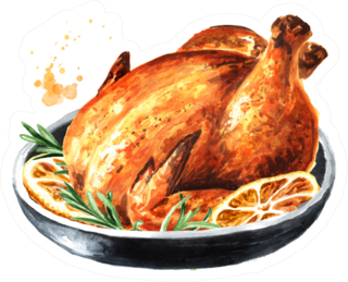 Traditional Thanksgiving Roasted Turkey Watercolor Sticker