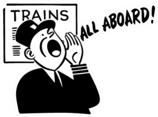 Train Conductor - Retro Illustration All Aboard Sticker
