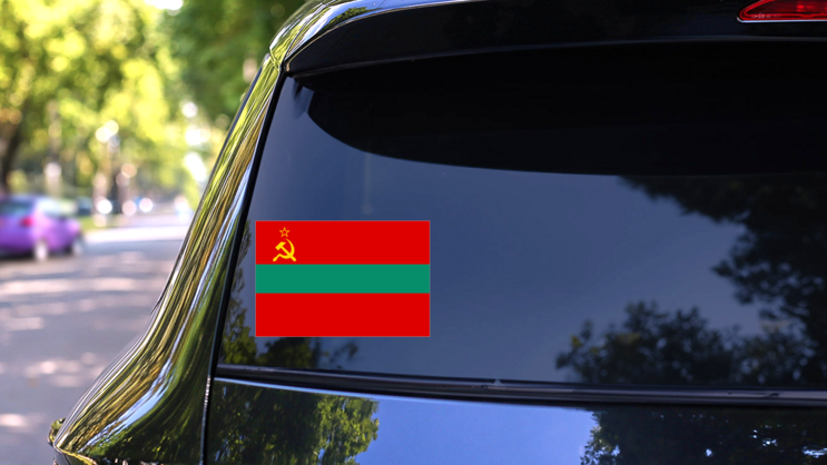 Transnistria Flag Sticker on a Rear Car Window (New) example