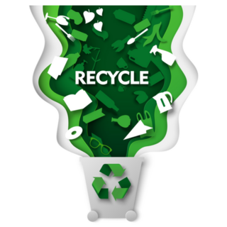 Trash Can With Plastic Green Recycle Sticker