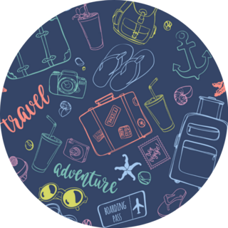 Travel & Adventure Sketch Pattern Blue Sticker