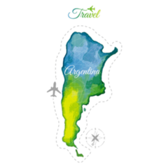 Travel Argentina Watercolor Map Sticker