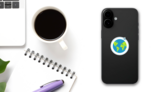 Travel Around The World Art Sticker on a Phone (New) example