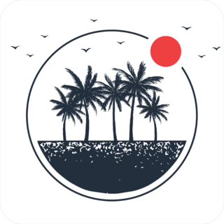 Travel Badge With Palm Trees Sticker