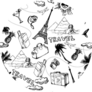 Travel Hand Drawn Pattern Famous Landmarks Sticker