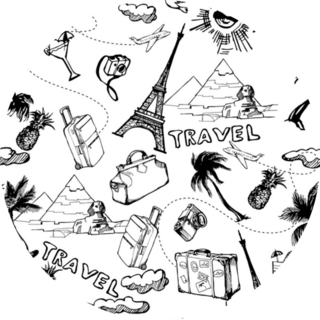 Travel Hand Drawn Pattern Famous Landmarks Sticker